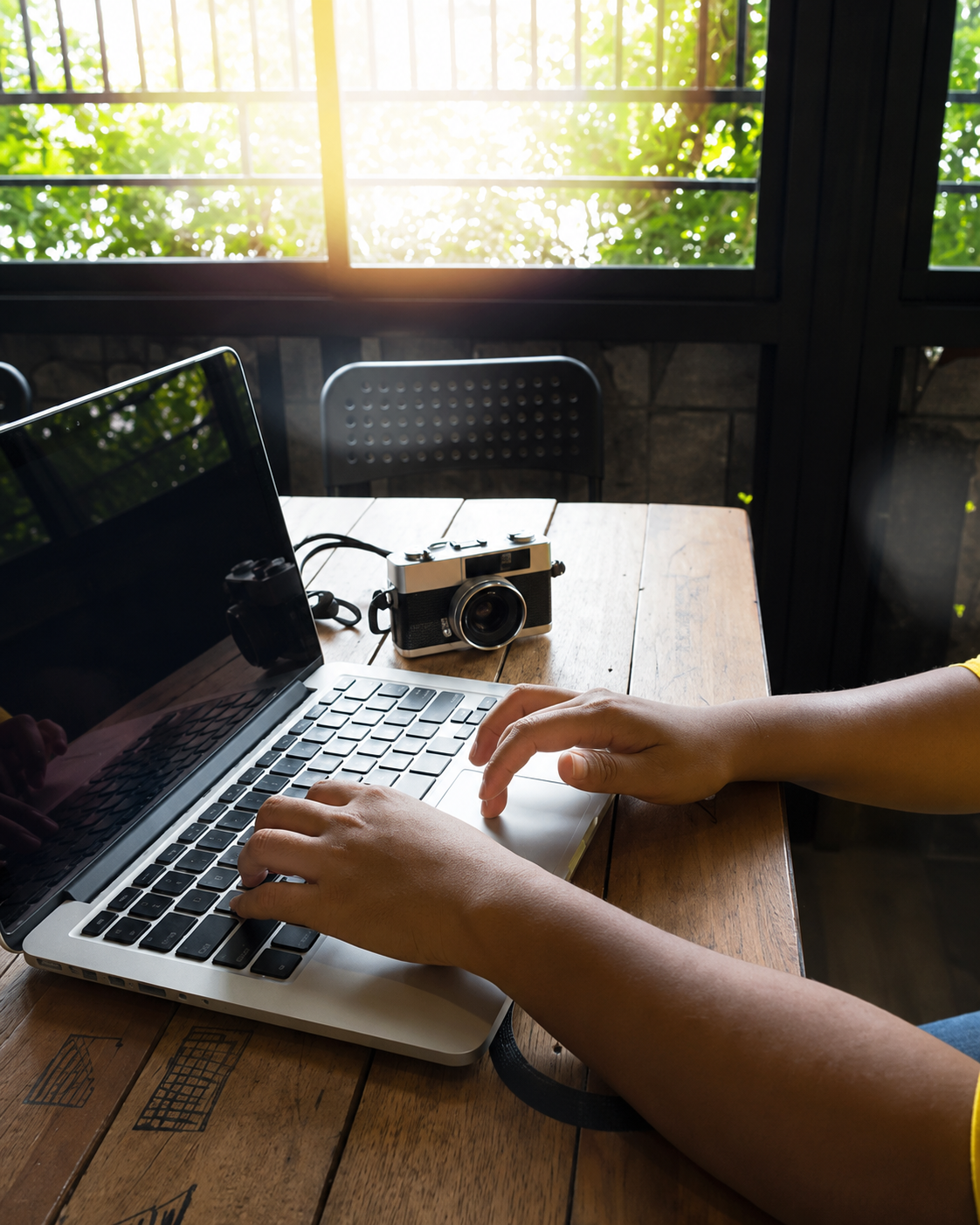Author working on a laptop