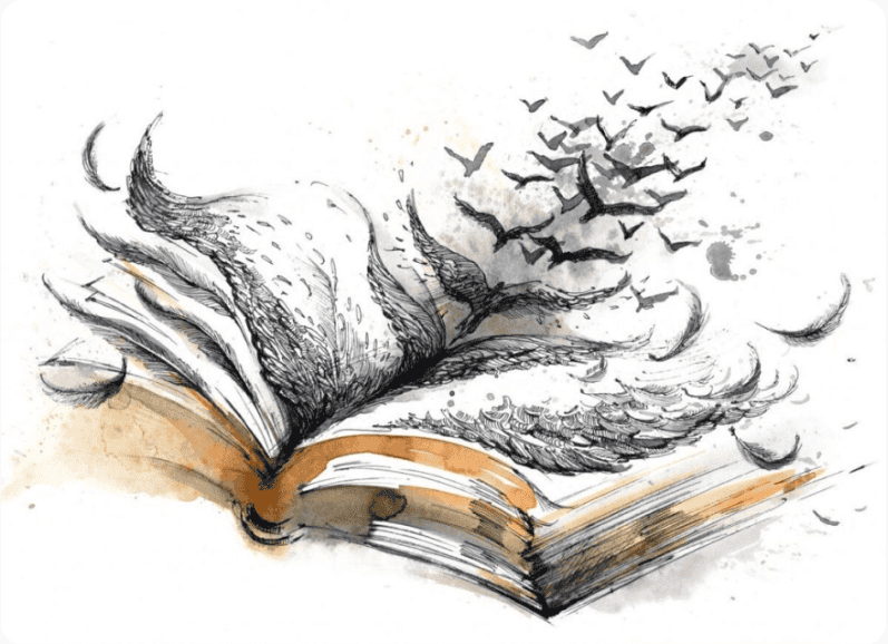 Open book storytelling illustration