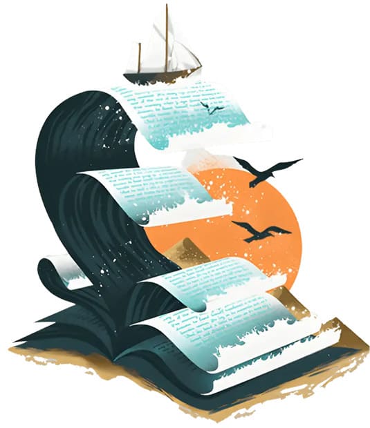 Creative book writing illustration