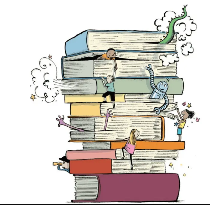 Stack of books illustration